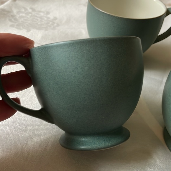 Denby England Luxor set of 4 teacups meridian shape stoneware vintage - Picture 5 of 7